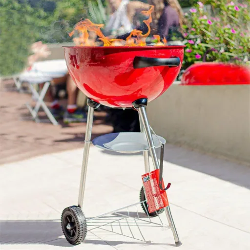 BBQ Charcoal Grill on Wheels - 47x76 cm - Stainless Steel - Red