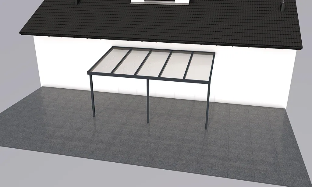 Patio roof Premium, anthracite, 5100 x 3060 mm - Polycarbonate multi-wall sheets 16 mm, bronze
