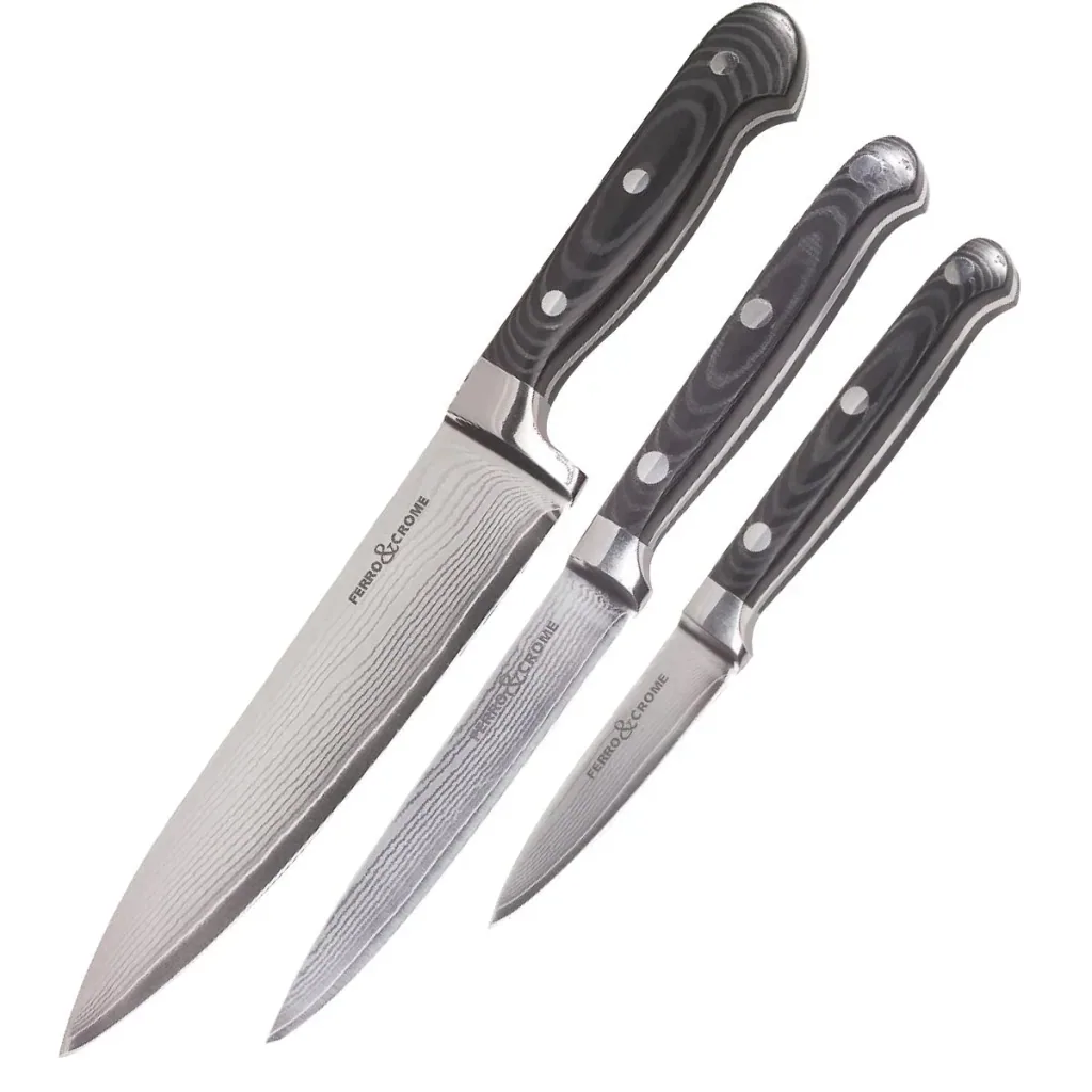 Damascus knife set, 3-piece
