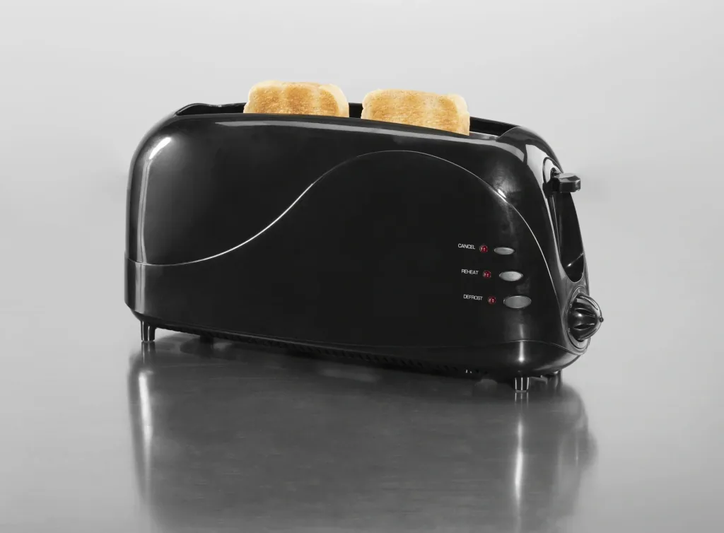 Long slot toaster black 1000 watts, black with bun warmer