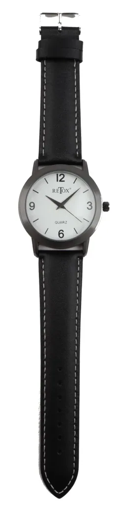 Watch set for him and her in titanium look and genuine leather strap