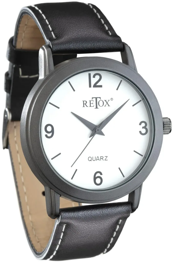 Watch set for him and her in titanium look and genuine leather strap