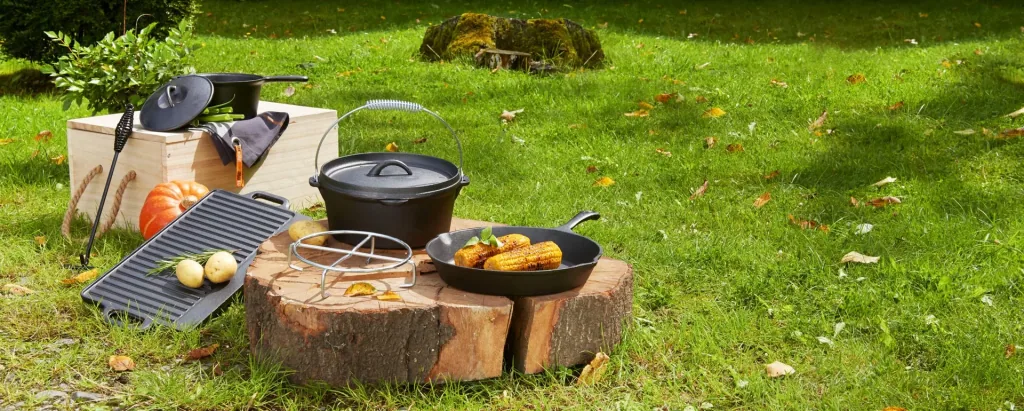 Dutch Oven Set 7-piece in practical wooden transport box