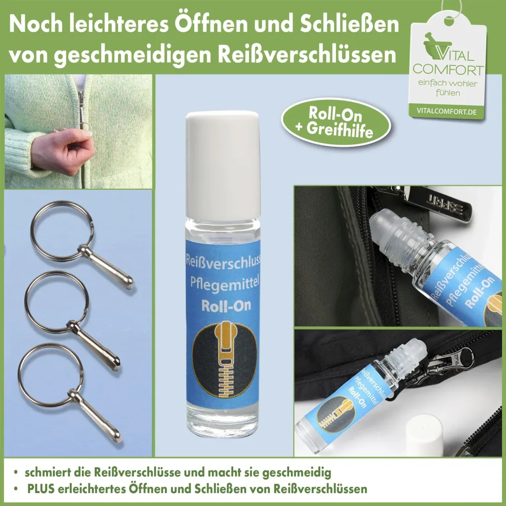 Zipper gripper & zipper care product roll-on set
