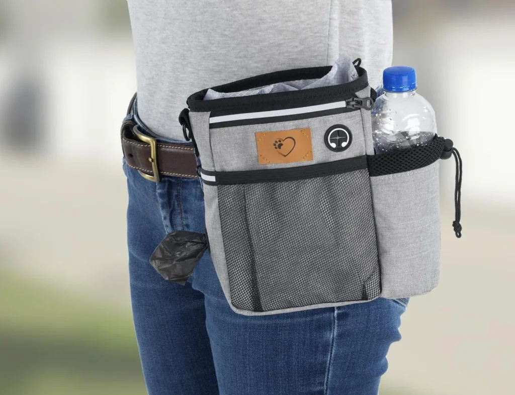 Dog Walking Organizer, Shoulder Bag with Strap, Grey