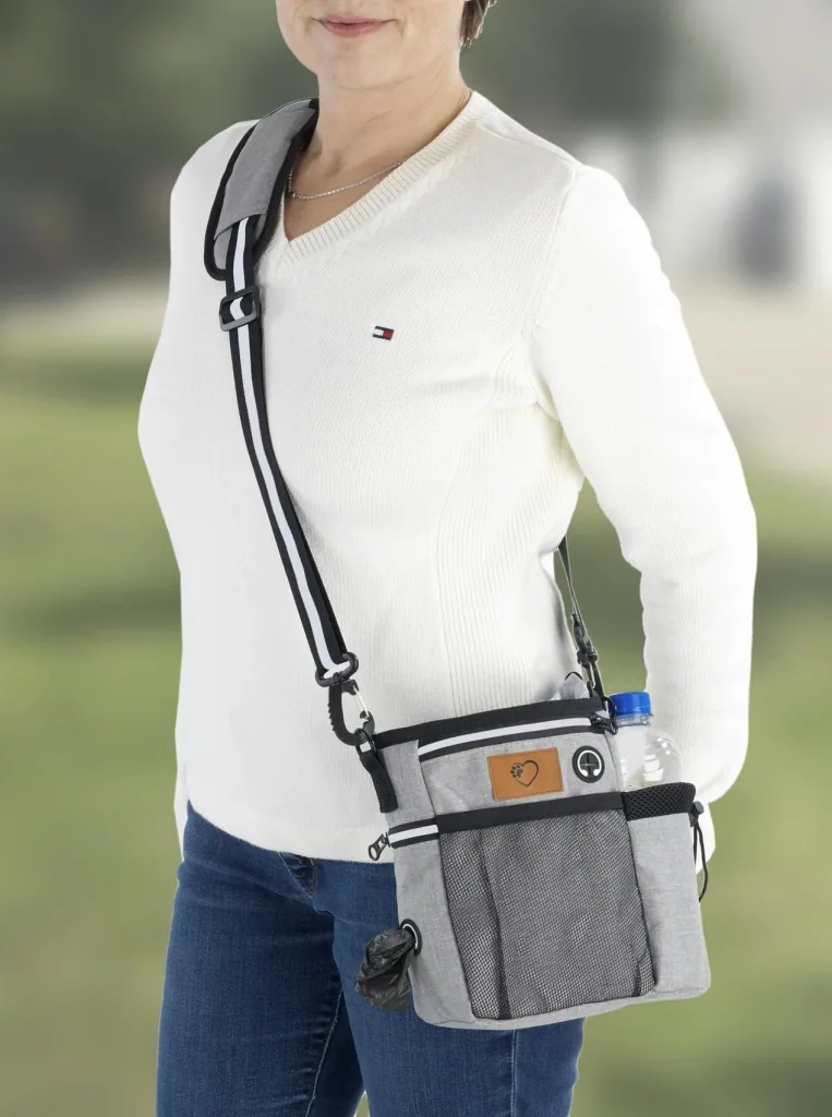 Dog Walking Organizer, Shoulder Bag with Strap, Grey