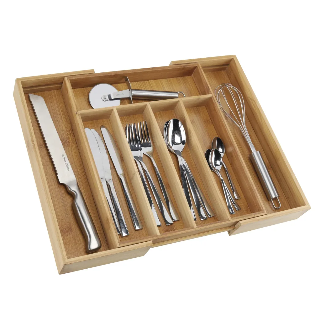 Cutlery tray, bamboo, extendable