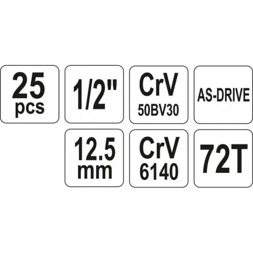 YATO set of hexagon keys and accessories - 25 pieces