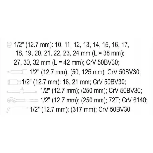 YATO set of hexagon keys and accessories - 25 pieces
