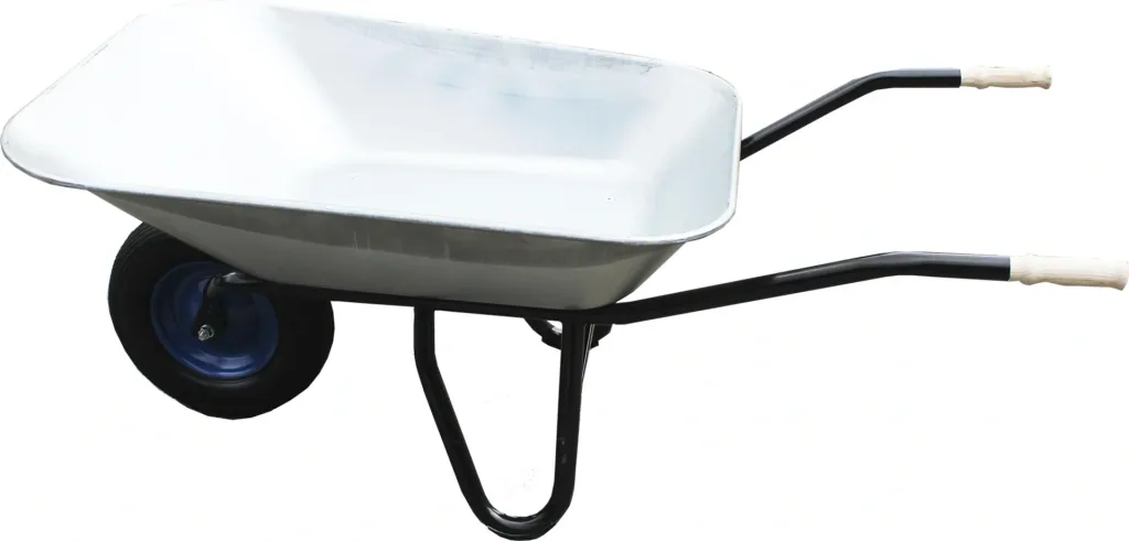Flat-tip trolley "Gala", galvanized trough, 95 liters, 1 foamed Wflex wheel