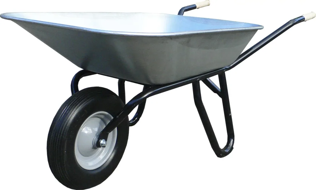Flat-tip trolley "Gala", galvanized trough, 95 liters, 1 foamed Wflex wheel