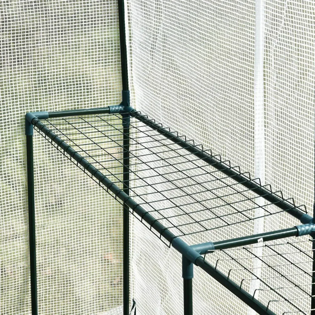 Plastic greenhouse walk-in greenhouse with 4 shelves tomato greenhouse greenhouse cold frame with door green steel PE 1