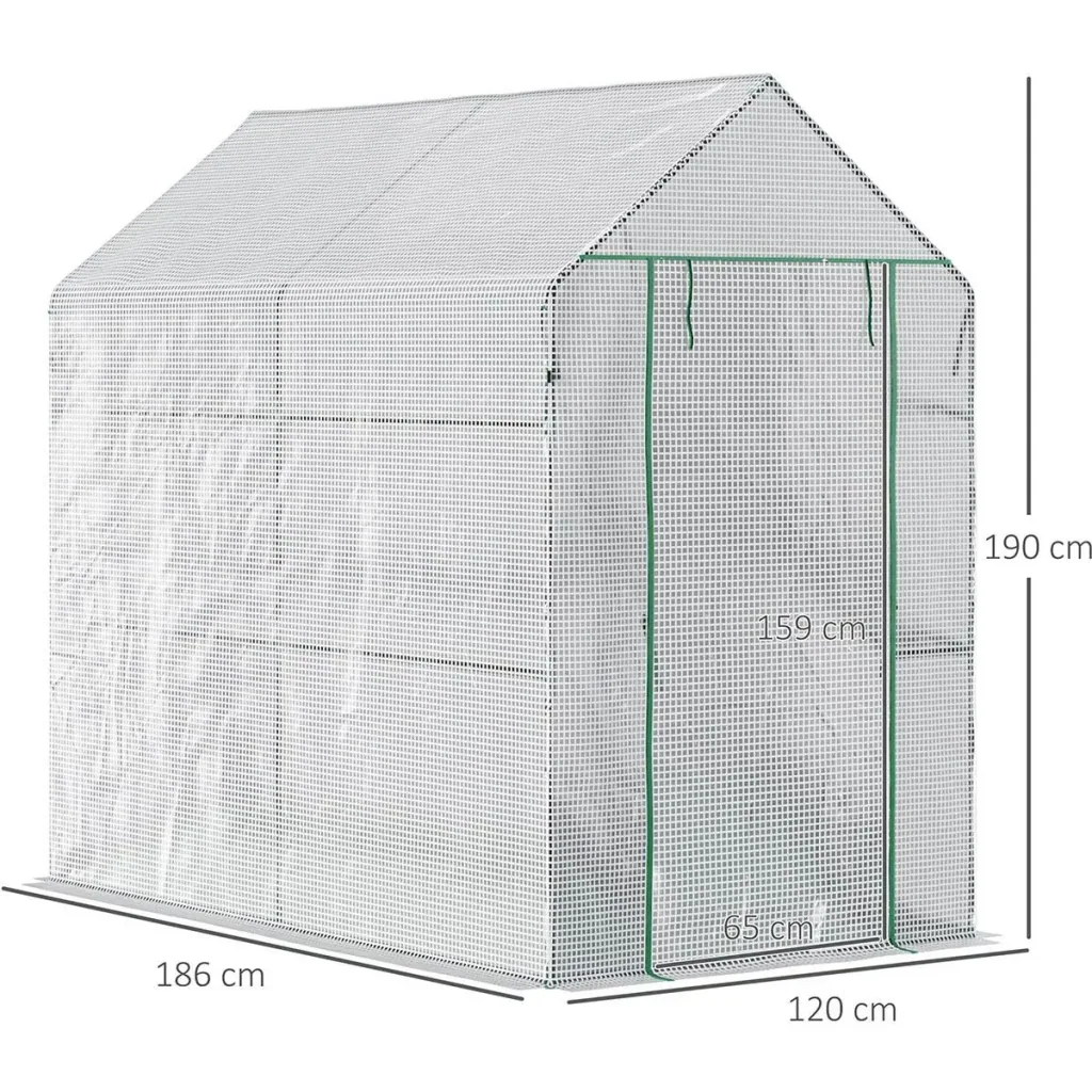 Plastic greenhouse walk-in greenhouse with 4 shelves tomato greenhouse greenhouse cold frame with door green steel PE 1