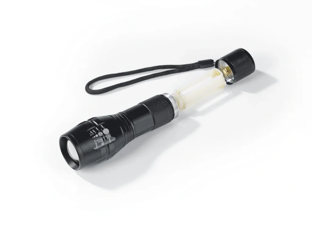 Power flashlight with shock light