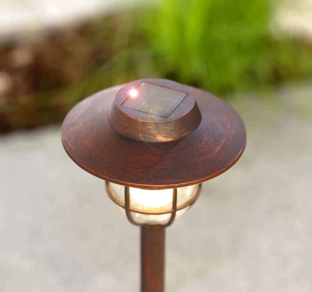Solar lanterns in antique copper look - set of 4