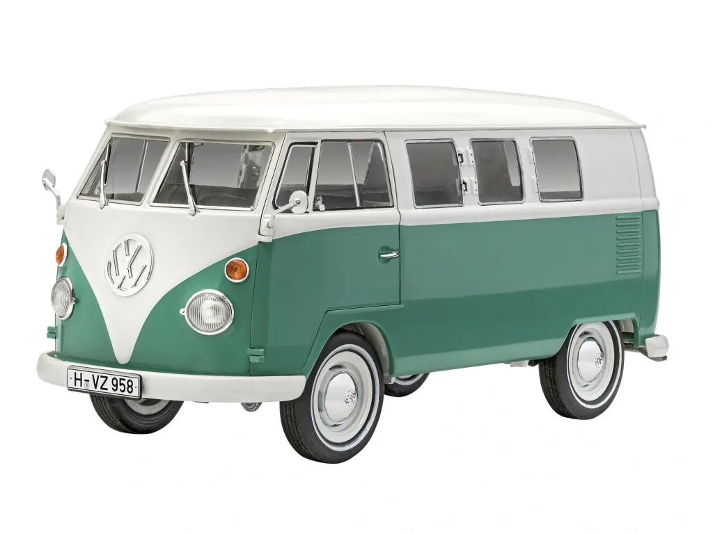 VW T1 Bus model kit in 1:24 scale including glue, brush and main colors - 146 parts