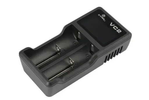 Charger for lithium-ion batteries with LC display and micro USB input