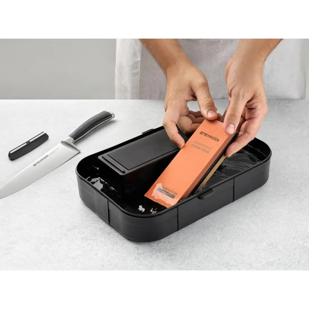Mehrzer - Knife Sharpening Stone Set - 1000/3000 Grit - Incl. Sharpening Aids and Diamond Stone