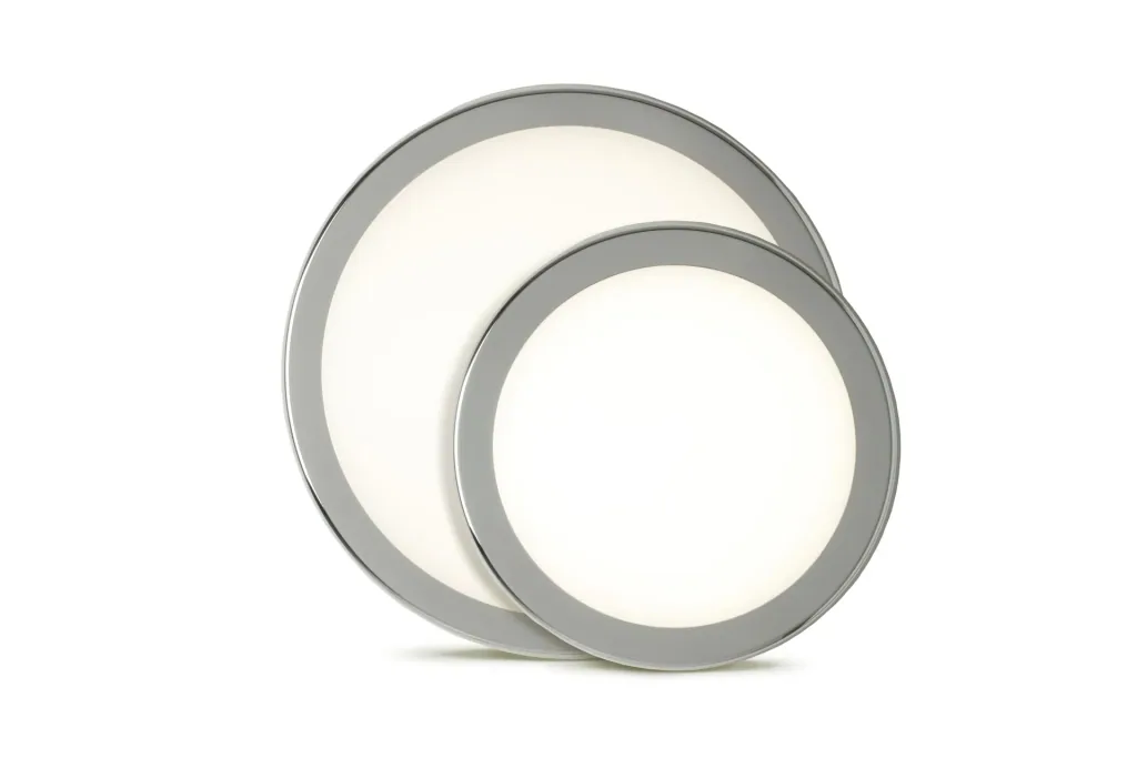 ECO wall and ceiling light with interchangeable ring in chrome and white, 28 cm, 17 watts, IP54
