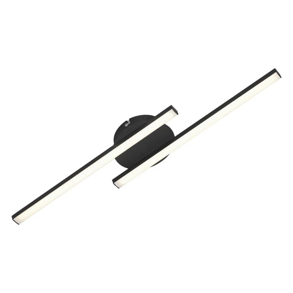 LED wall and ceiling light, 2 straight LED bars, black, 12 watts, 960 lm, 3,000 K