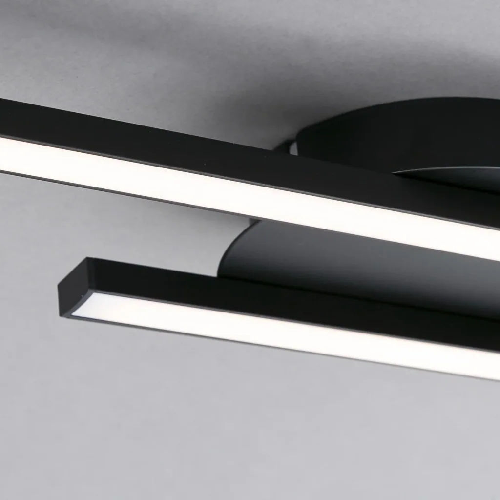 LED wall and ceiling light, 2 straight LED bars, black, 12 watts, 960 lm, 3,000 K