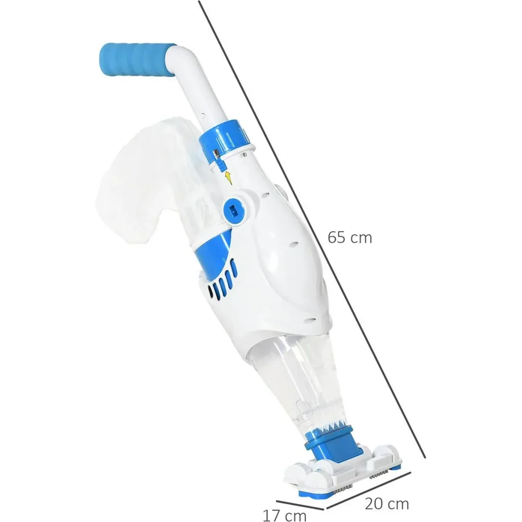 Electric Pool Cleaner, Cordless & Waterproof, Blue+White, 65 x 20 x 17 cm