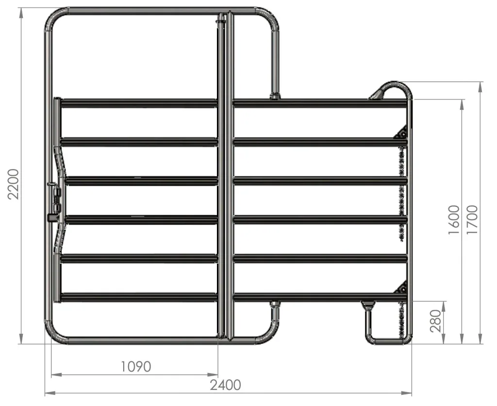 Pasture panel - fence element with gate, 2.4 m length, total height 2.2 m