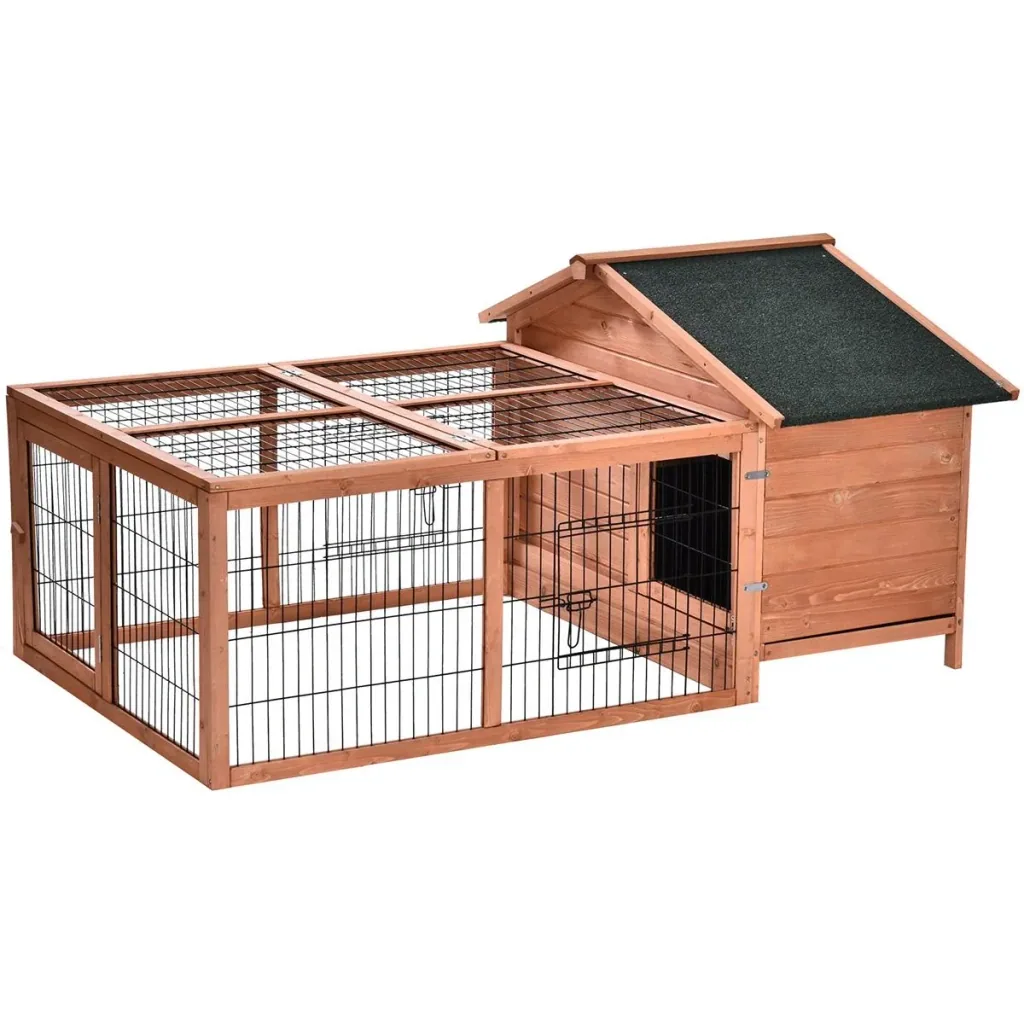 Rabbit hutch with outdoor enclosure