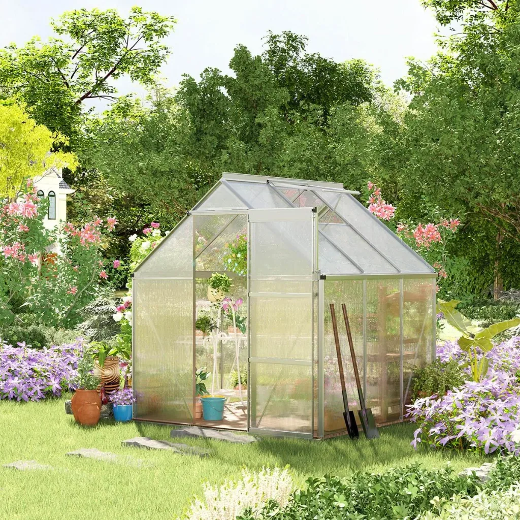 Aluminum greenhouse garden house with window door 193 x 126 x 205 cm 2.5 plant house including foundation greenhouse tomato house