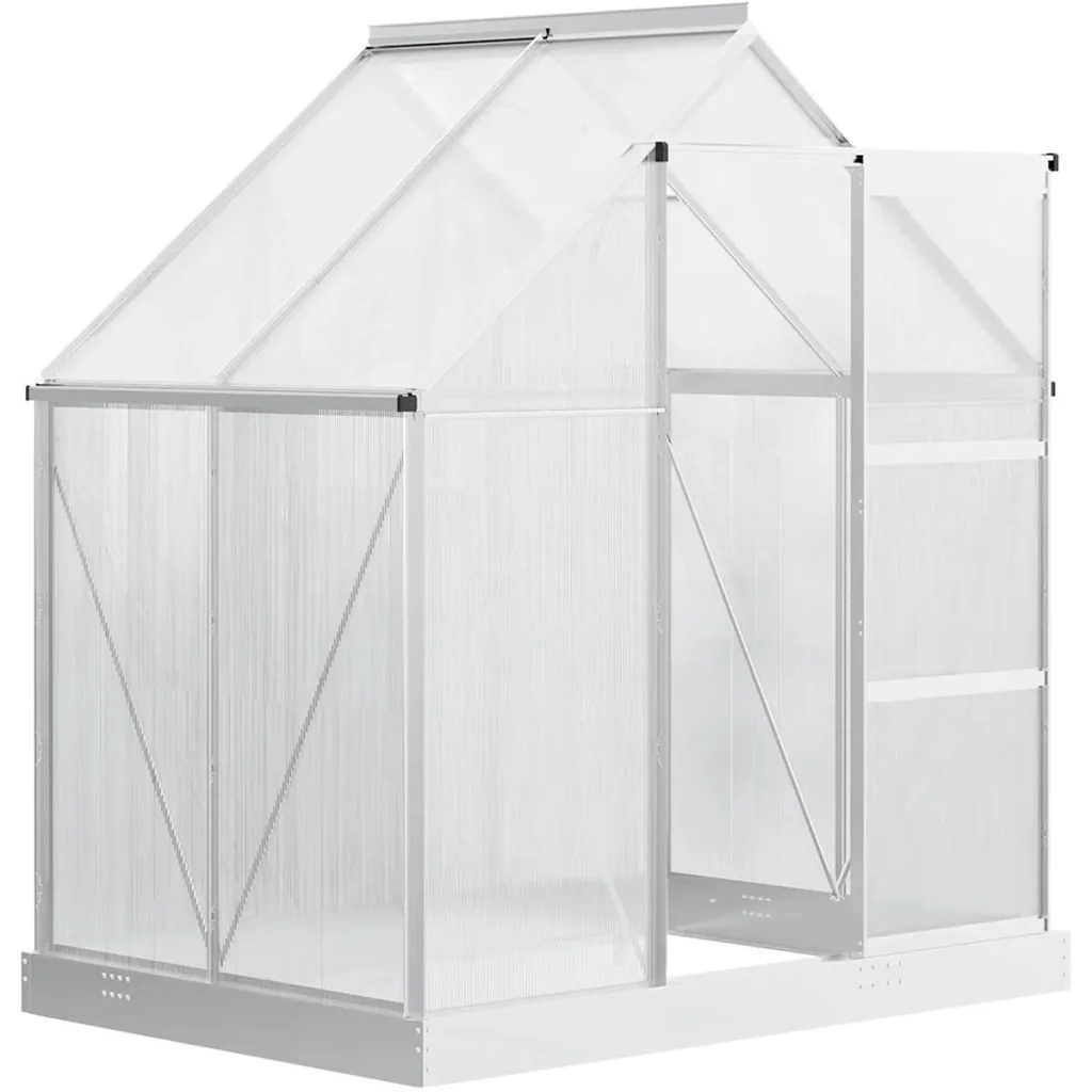 Aluminum greenhouse garden house with window door 193 x 126 x 205 cm 2.5 plant house including foundation greenhouse tomato house