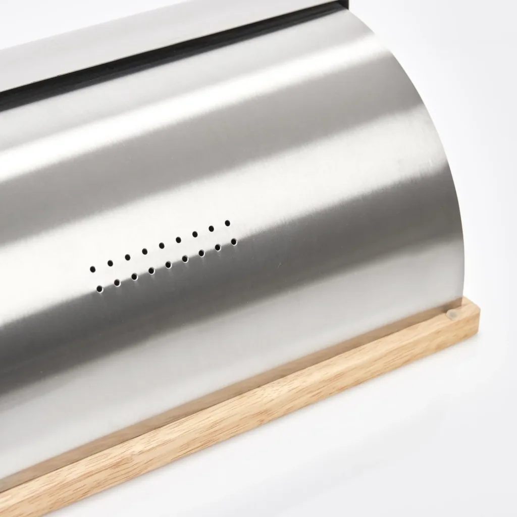 Bread bin, stainless steel/rubber tree