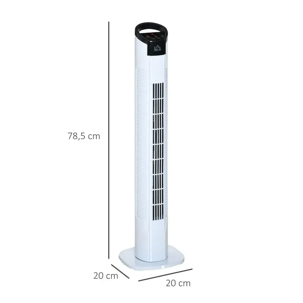 Tower fan with remote control 70° oscillating pedestal fan 78.5cm 50W 3 modes & 3 speeds Black+White