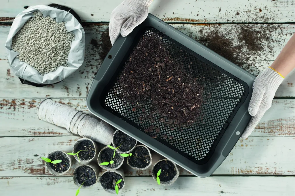 Garden sieve RESPANA, black, 394 x 300 x 110 mm