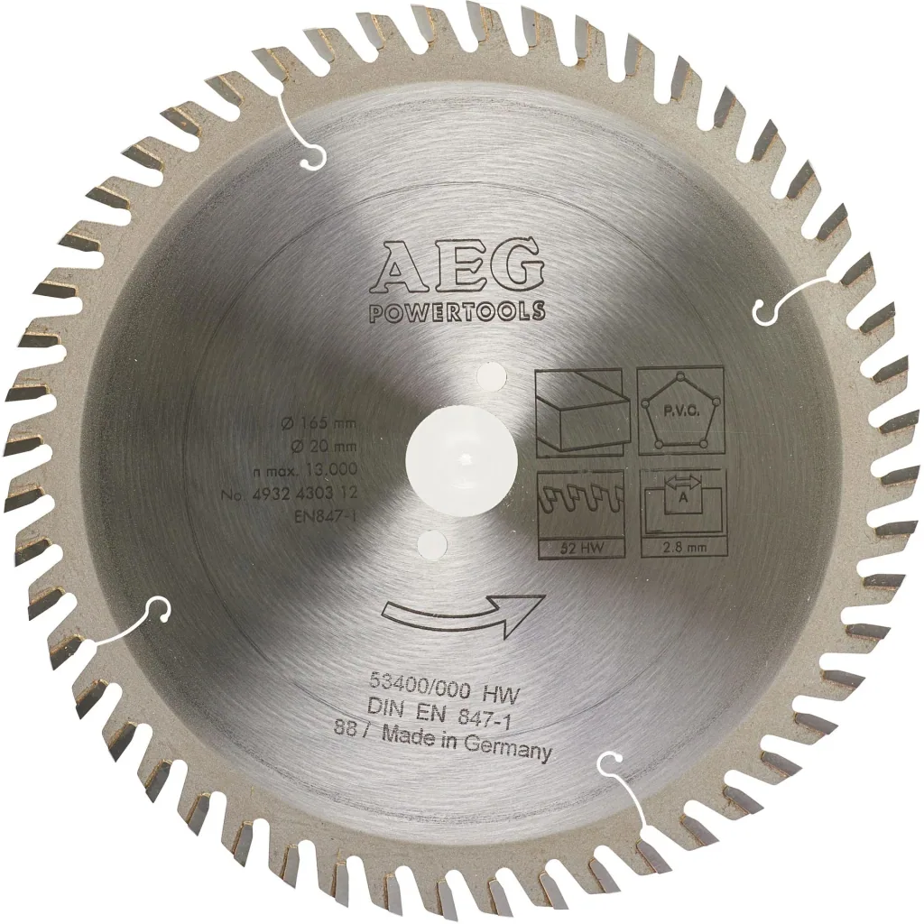 Circular saw blade 165/20 mm (52 ​​teeth)