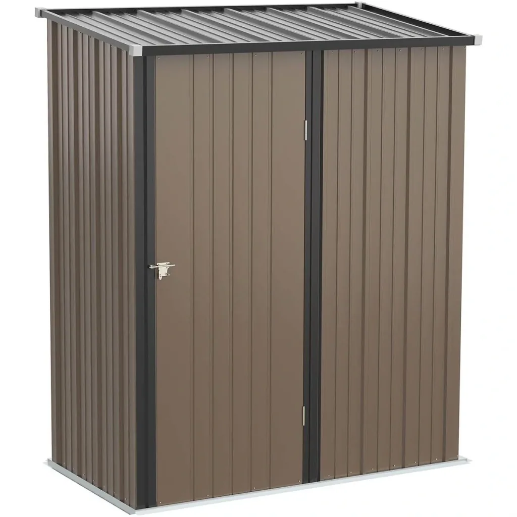 Tool shed with pent roof 1.34 m² metal garden house tool shed galvanized steel brown 161.5 x 94.5 x 196 cm