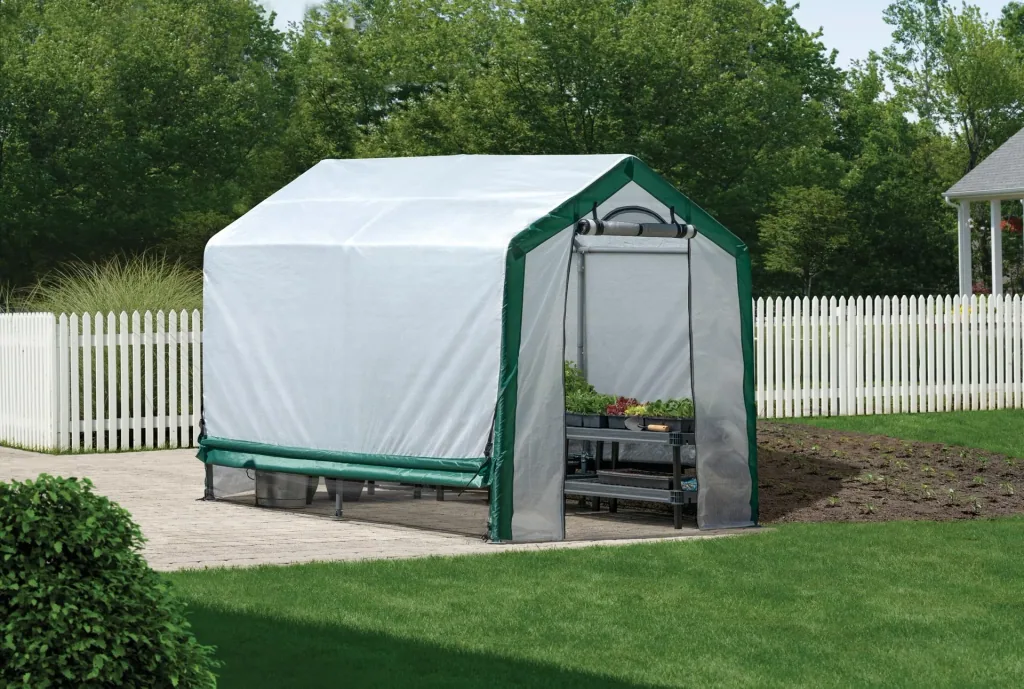 Greenhouse 4.32 m² White/Green, 180×240 cm – Polyethylene Greenhouse with Roll-Up Door, Weatherproof