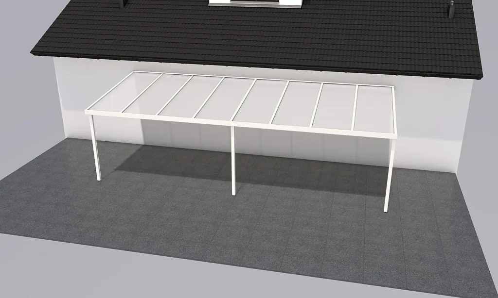 Patio roof Premium, white, 8125 x 3060 mm - Polycarbonate multi-wall sheets 16 mm, opal