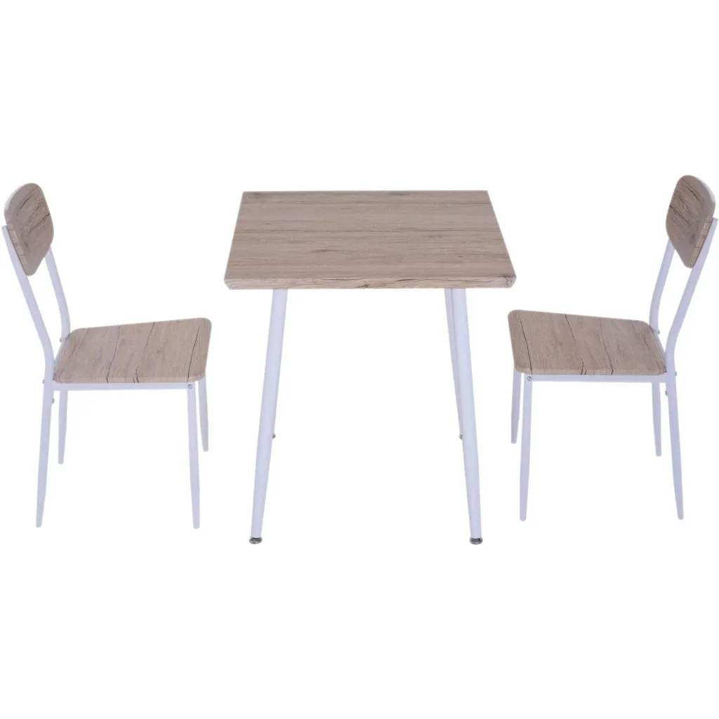 3-piece dining set, dining table set, wooden table, natural wood grain with 1 table + 2 chairs