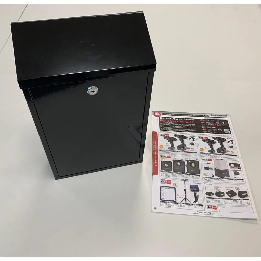 Mailbox with 2 buttons - glossy black - 400x250x100 mm