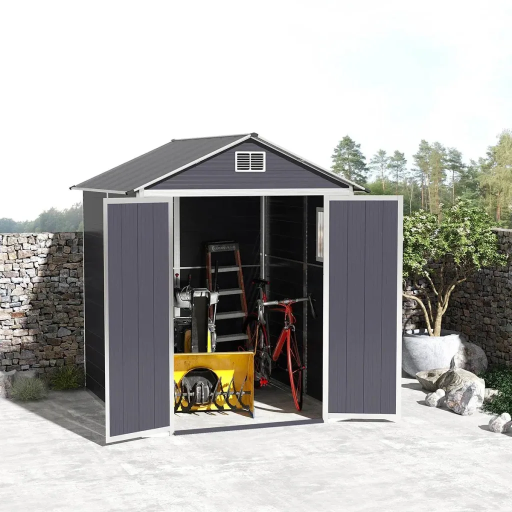Garden shed with window and lock - Grey 186 x 183.5 x 218 cm
