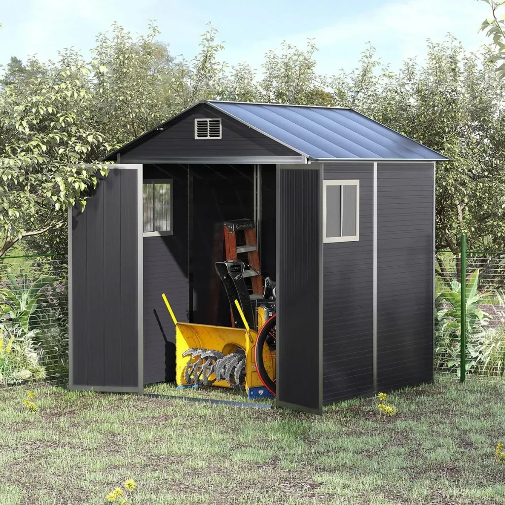 Garden shed with window and lock - Grey 186 x 183.5 x 218 cm