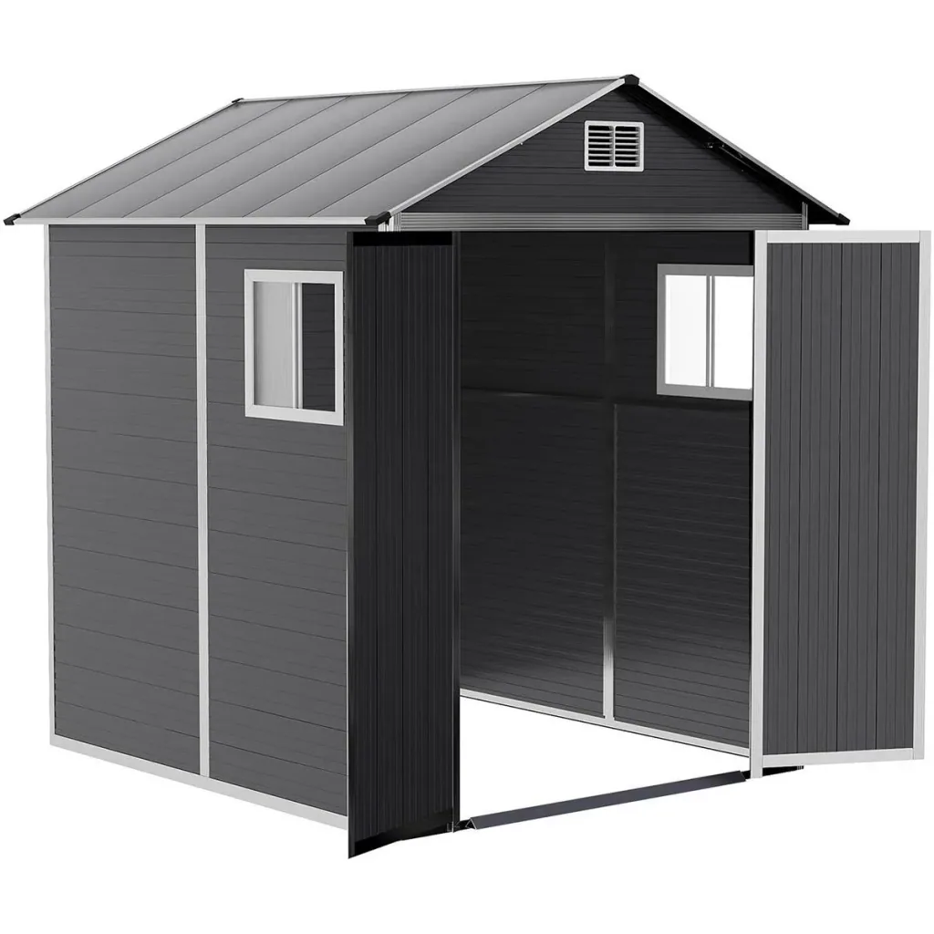 Garden shed with window and lock - Grey 186 x 183.5 x 218 cm