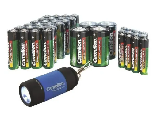Zinc-carbon battery economy pack 40 pieces with LED flashlight