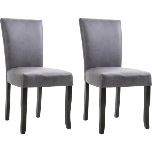 Dining room chairs 2 pieces faux leather grey