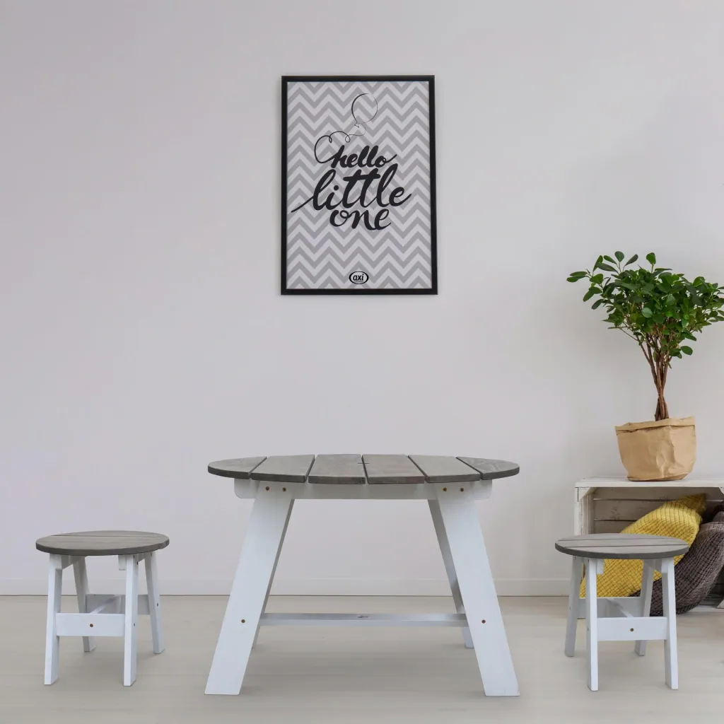 3-piece picnic set round gray/white