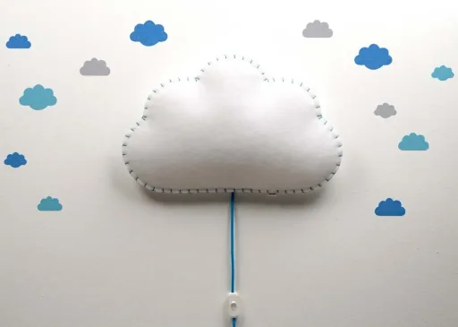 Buokids soft lamp night light/wall lamp cloud, Version: Cord & connector; Color of the seam: yellow