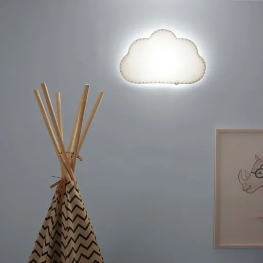 Buokids soft lamp night light/wall lamp cloud, Version: Cord & connector; Color of the seam: yellow