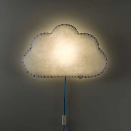 Buokids soft lamp night light/wall lamp cloud, Version: Cord & connector; Color of the seam: yellow