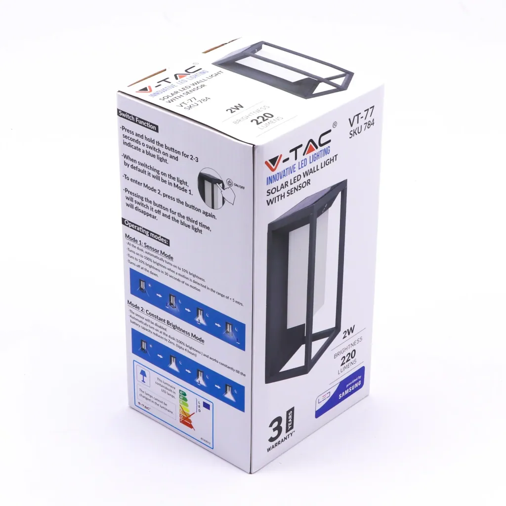 VT-77 LED solar wall light - anthracite - 3000K