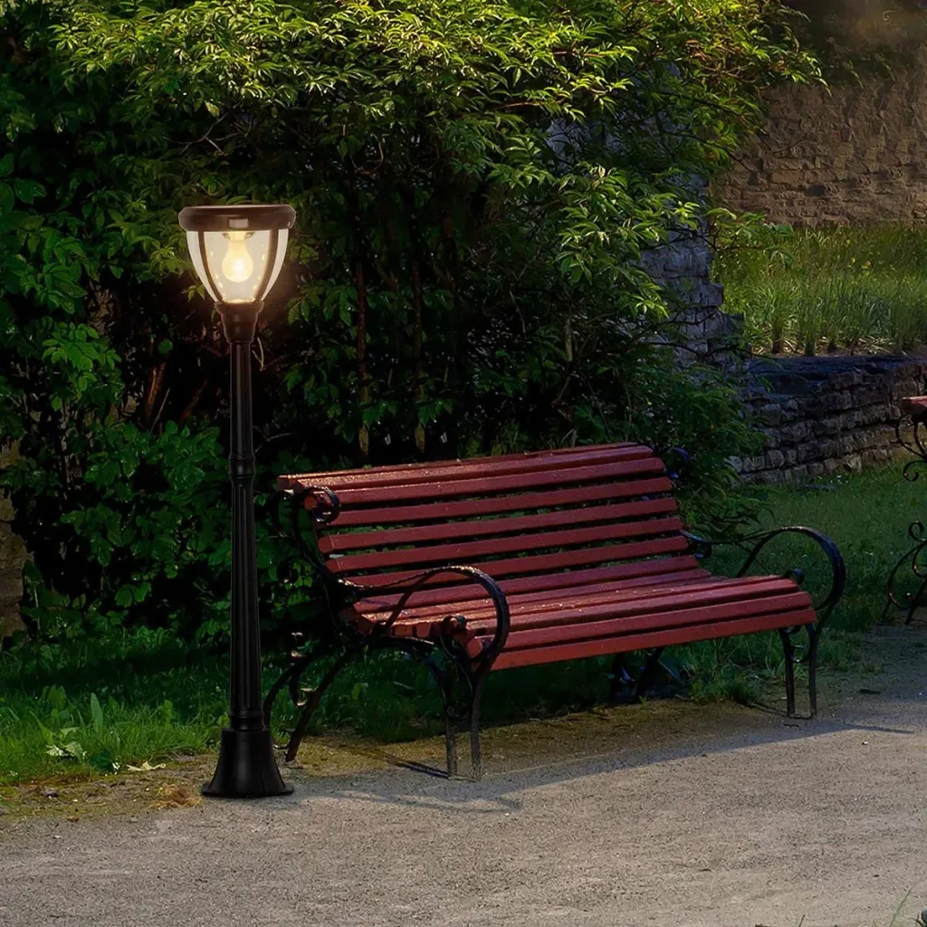Solar garden lantern garden lamp path light with 31 LED 150 lumens 3000K aluminum tempered glass black 26 x 26 x 130 c
